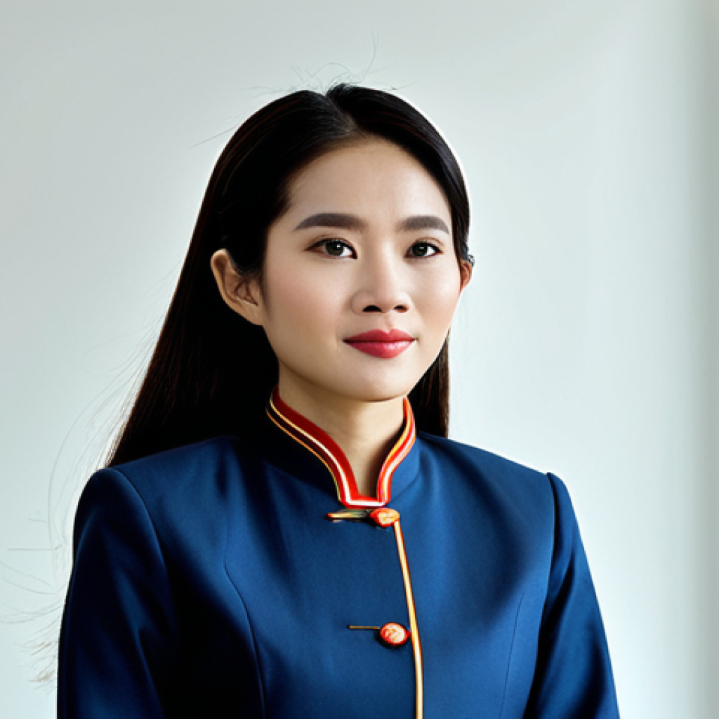 **

A Vietnamese businesswoman in a tailored &aacute;o d&agrave;i (traditional Vietnamese dress) at a modern Hanoi office. Fully clothed, appropriate attire, safe for work. Perfect anatomy, natural proportions, professional corporate photography, high quality. Modest and family-friendly.

**