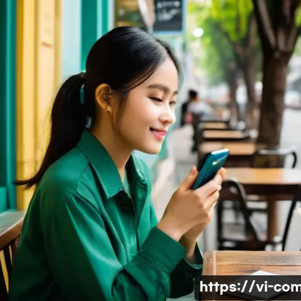 작곡가로서의 창의적 작업 방식 - **Prompt:** A young Vietnamese female musician, dressed in stylish casual wear, sits at a charming, ...