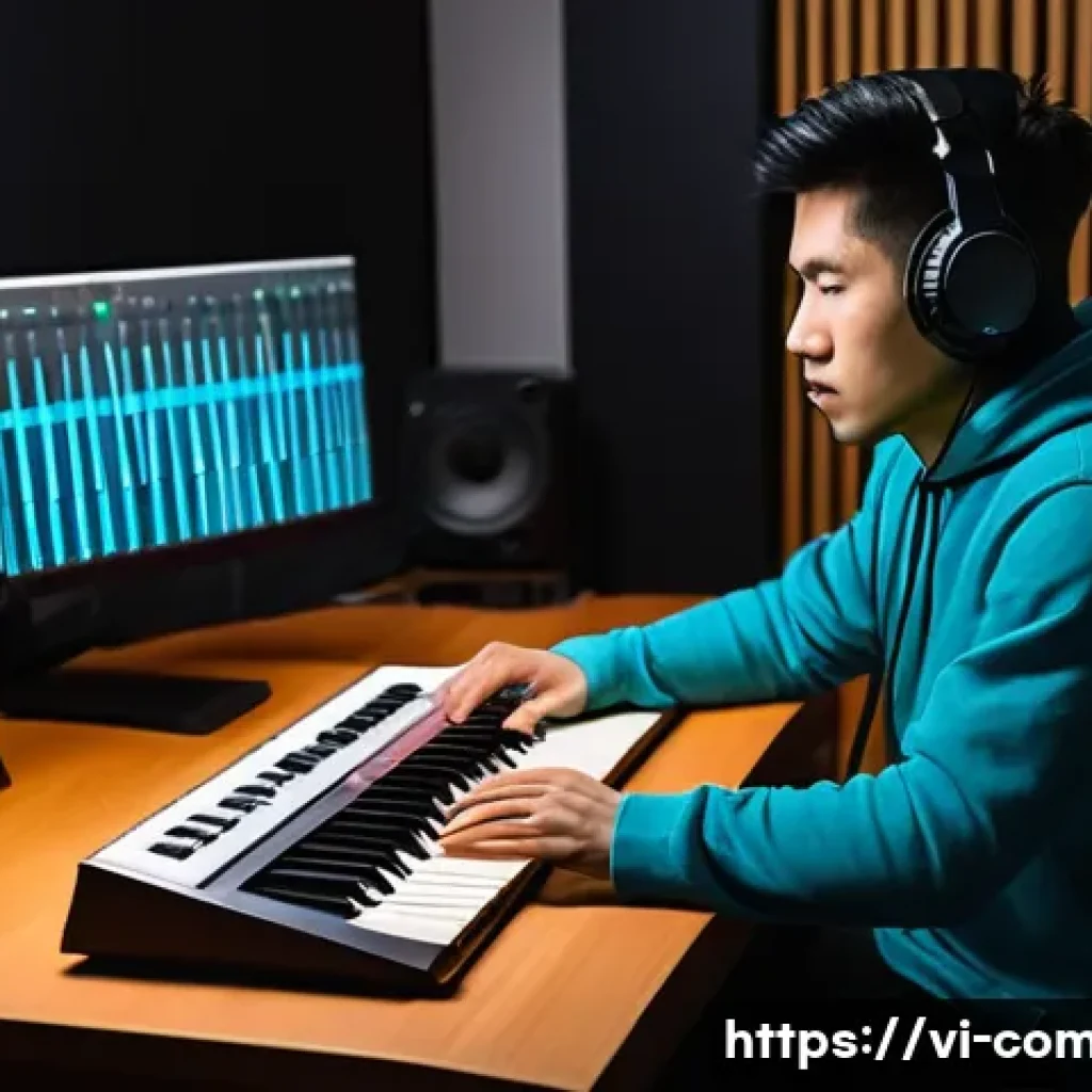 작곡가의 창작 환경 구축 - **Prompt: Deep Creative Flow in a Personalized DAW Environment**
    A young Vietnamese music produc...