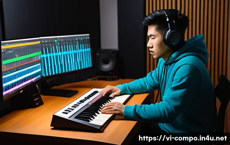 작곡가의 창작 환경 구축 - **Prompt: Deep Creative Flow in a Personalized DAW Environment**
A young Vietnamese music produc...